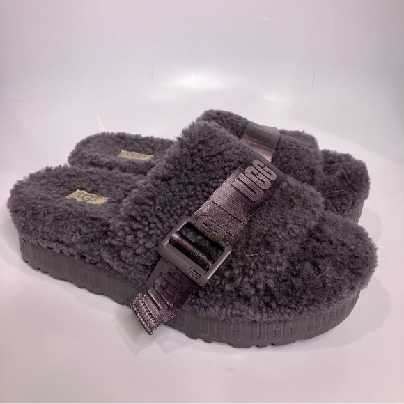 UGG Fluffita platform slip on sandals women’s size 8 purple casual trendy Sherpa - Picture 4 of 9